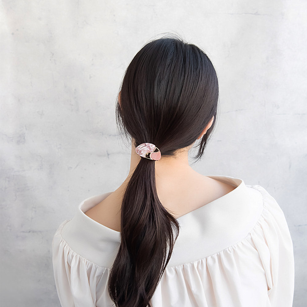 Mixed Marble Oval Ponytail Holder