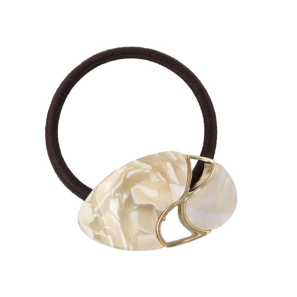 Mixed Marble Oval Ponytail Holder