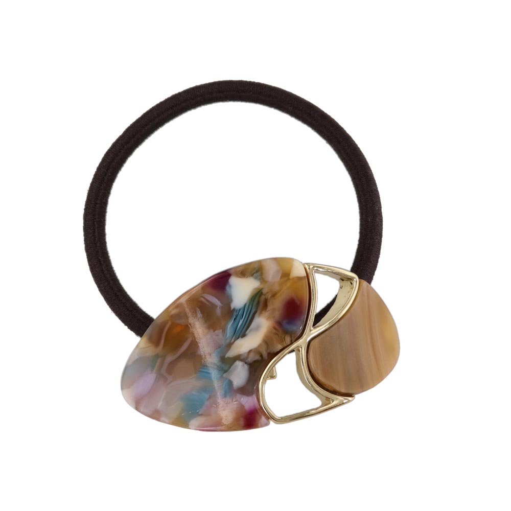 Mixed Marble Oval Ponytail Holder