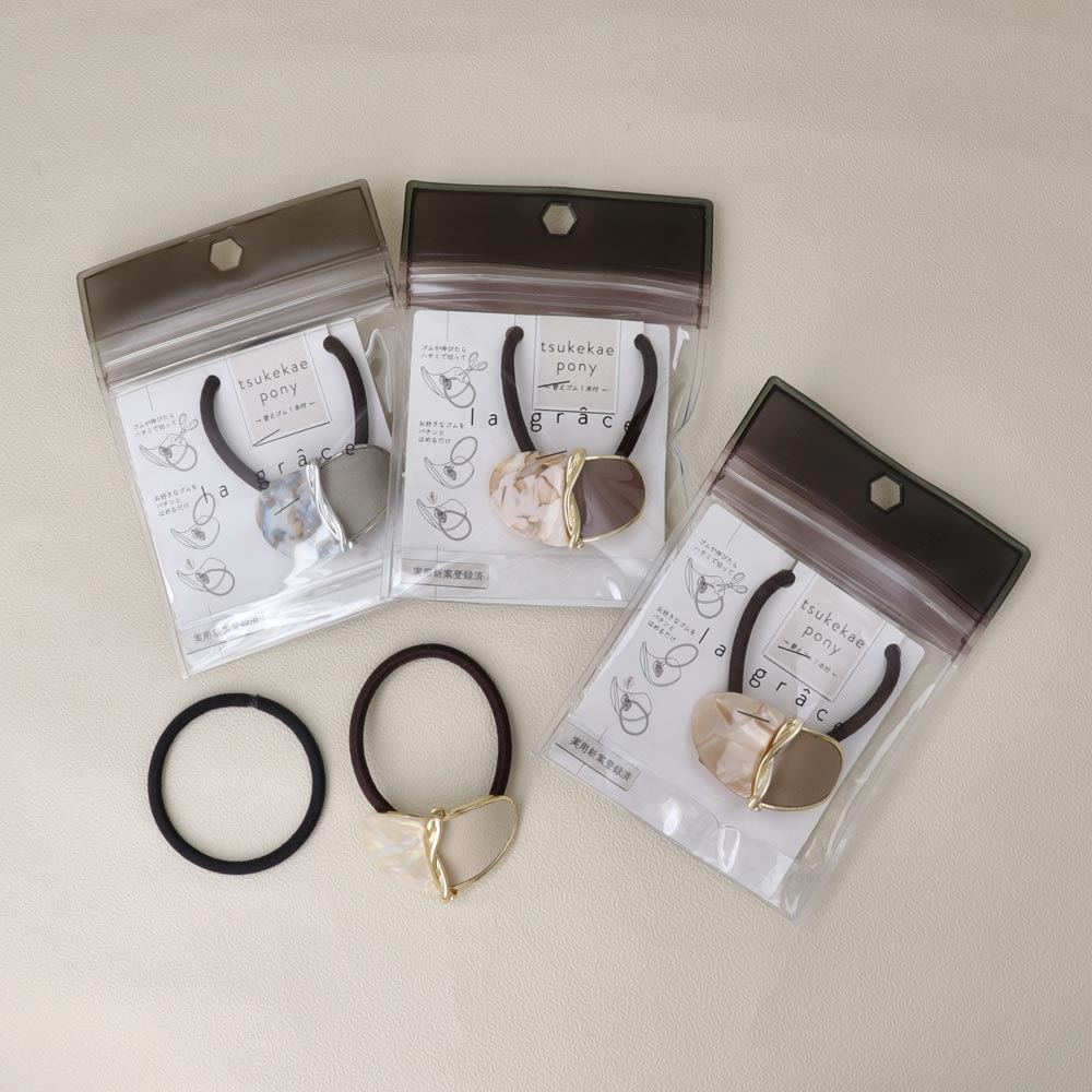 Leather and Marble Bicolor Ponytail Holder