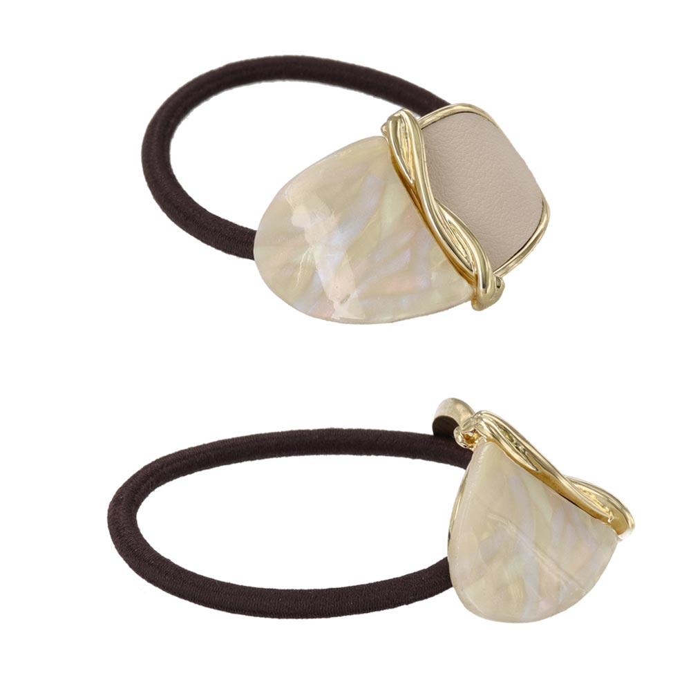 Leather and Marble Bicolor Ponytail Holder