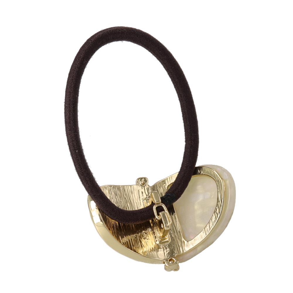 Leather and Marble Bicolor Ponytail Holder