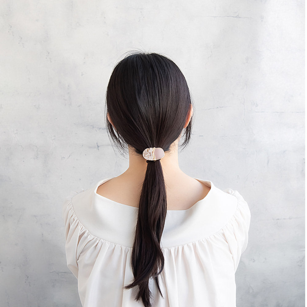 Leather and Marble Bicolor Ponytail Holder