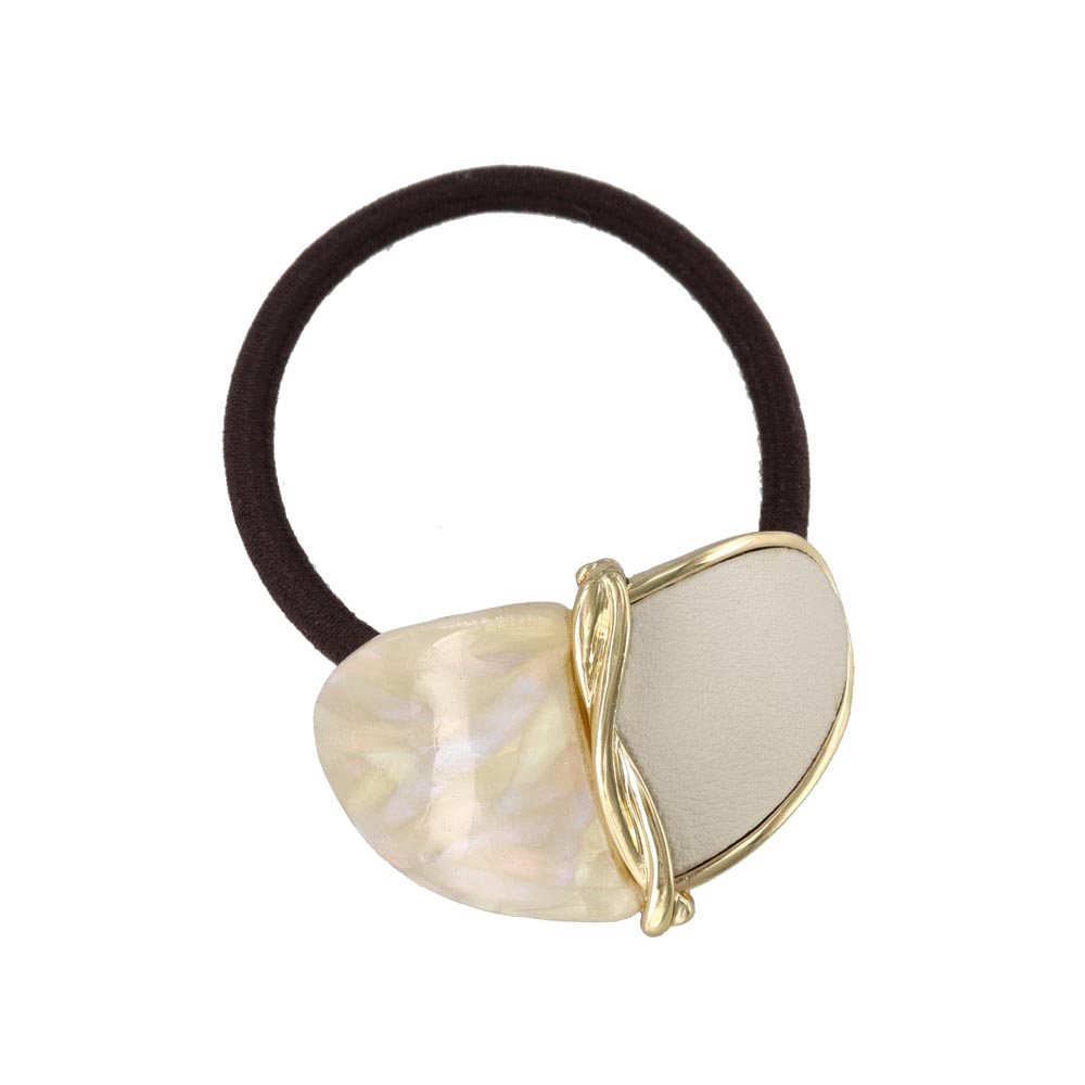 Leather and Marble Bicolor Ponytail Holder