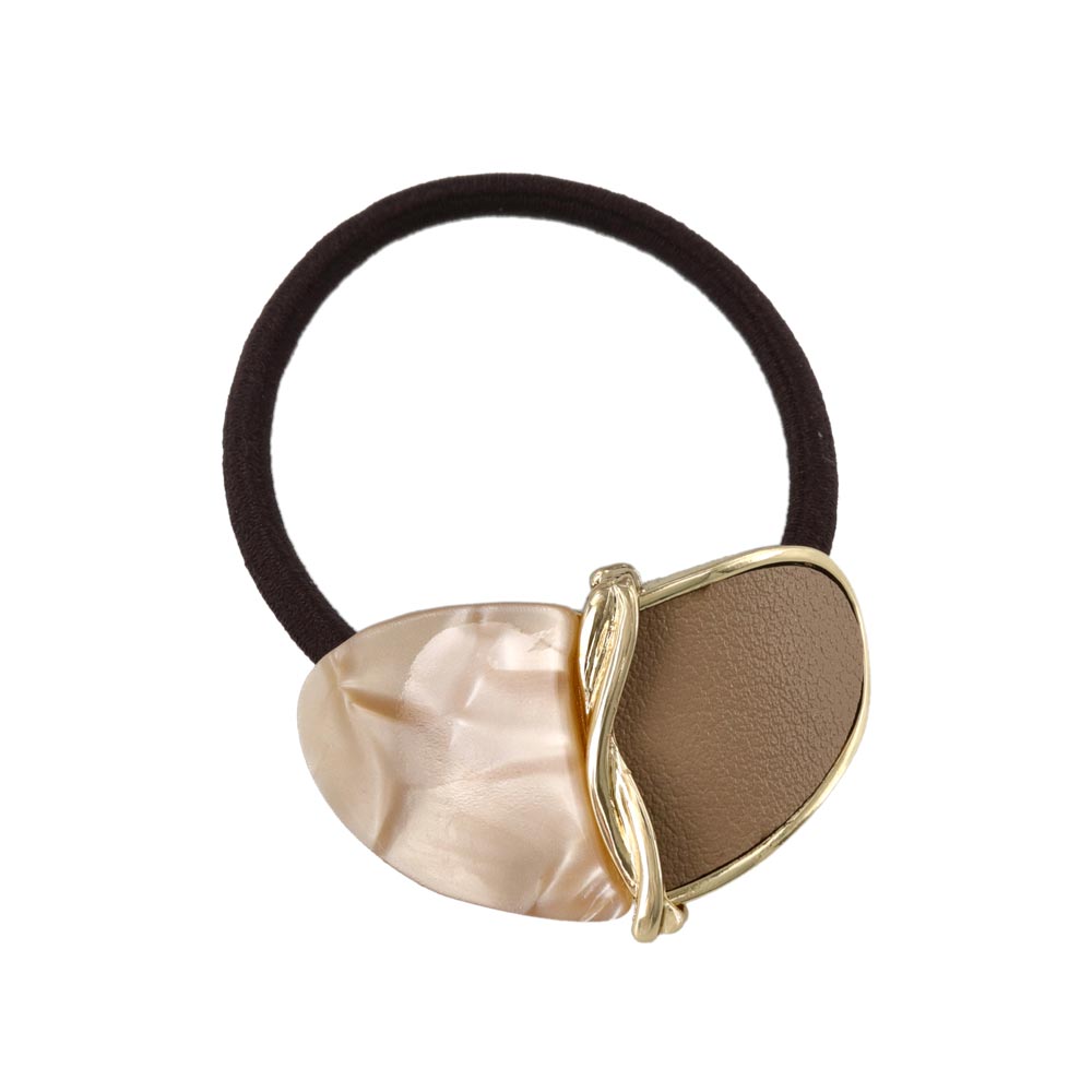 Leather and Marble Bicolor Ponytail Holder