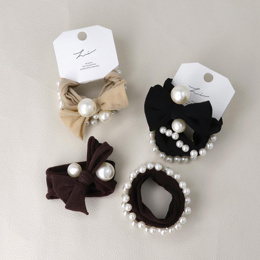 Pearlized Jersey Hair Tie Set - osewaya