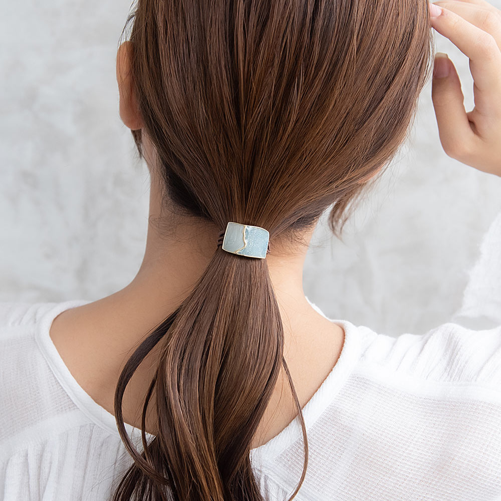Mini Bicolor Rectangle Ponytail Holder