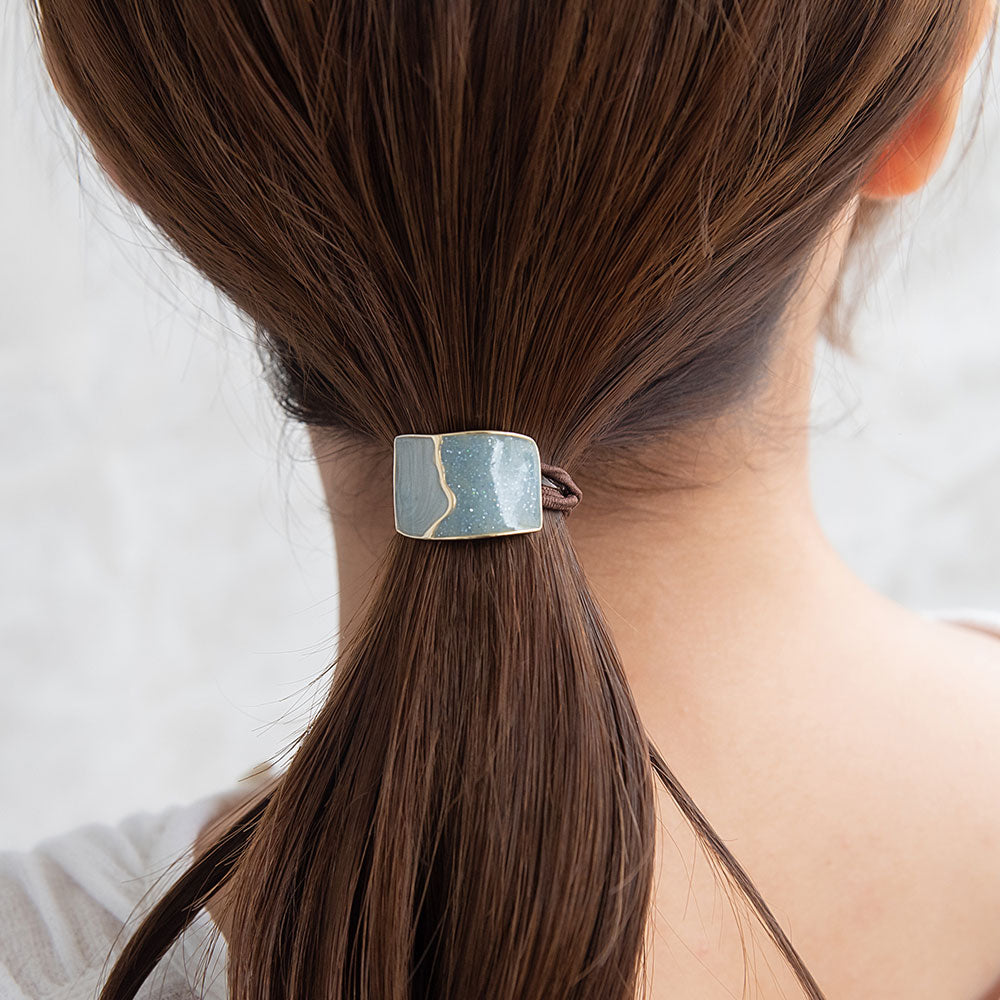Mini Bicolor Rectangle Ponytail Holder