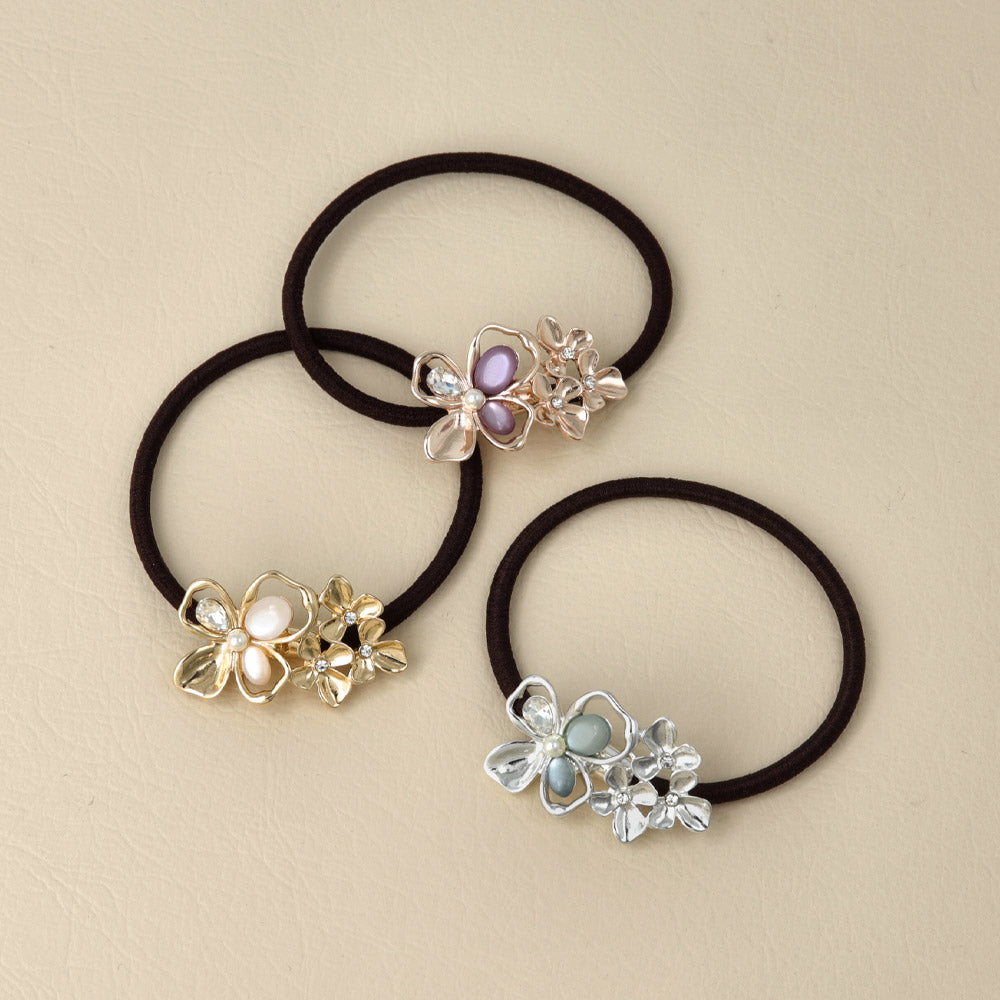 Metallic Multi Flower Hair Tie - osewaya