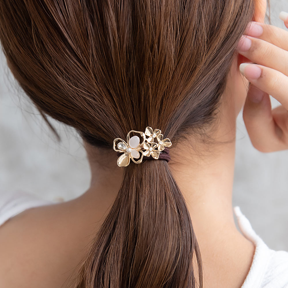 Metallic Multi Flower Hair Tie - osewaya