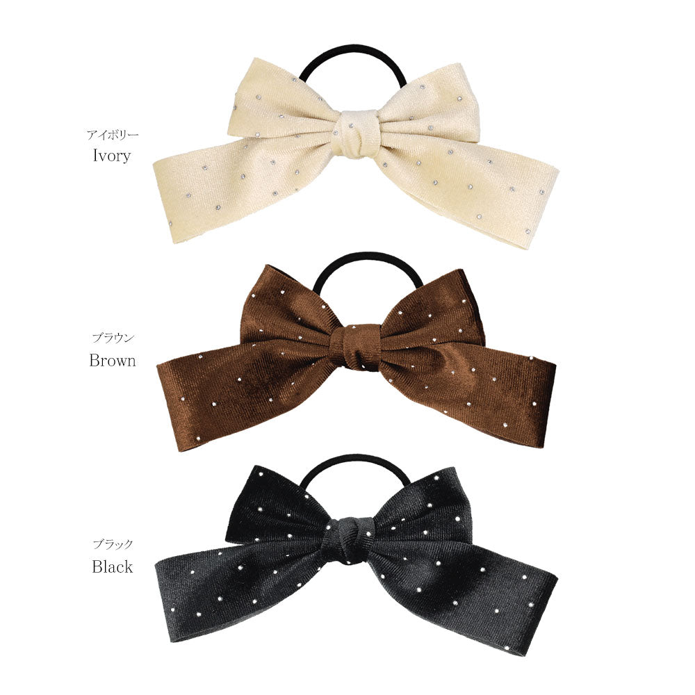 Metallic Dot Velvet Bow Hair Tie