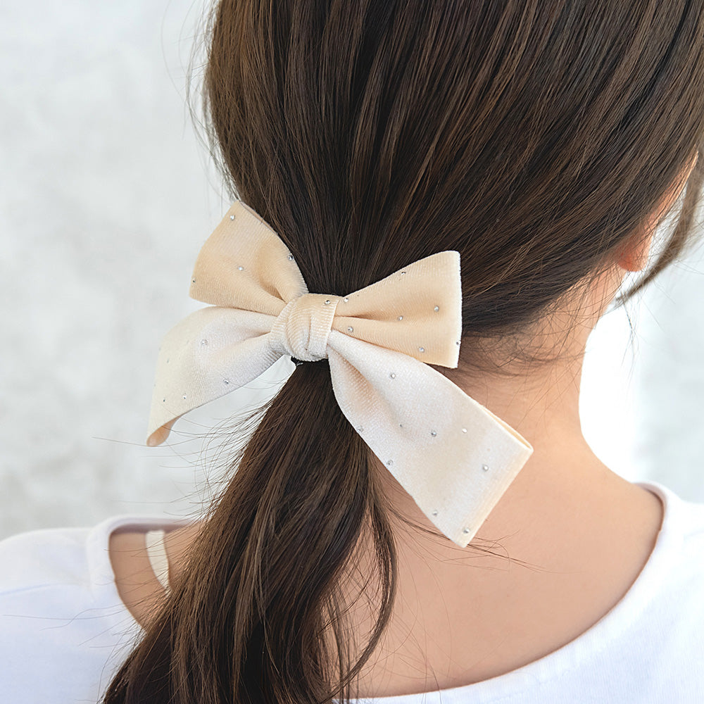 Metallic Dot Velvet Bow Hair Tie