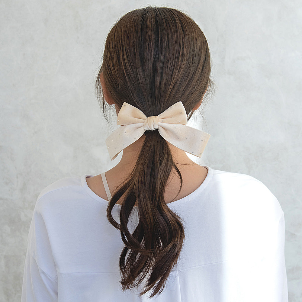 Metallic Dot Velvet Bow Hair Tie
