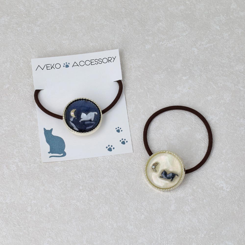 Cat and Moon Ponytail Holder