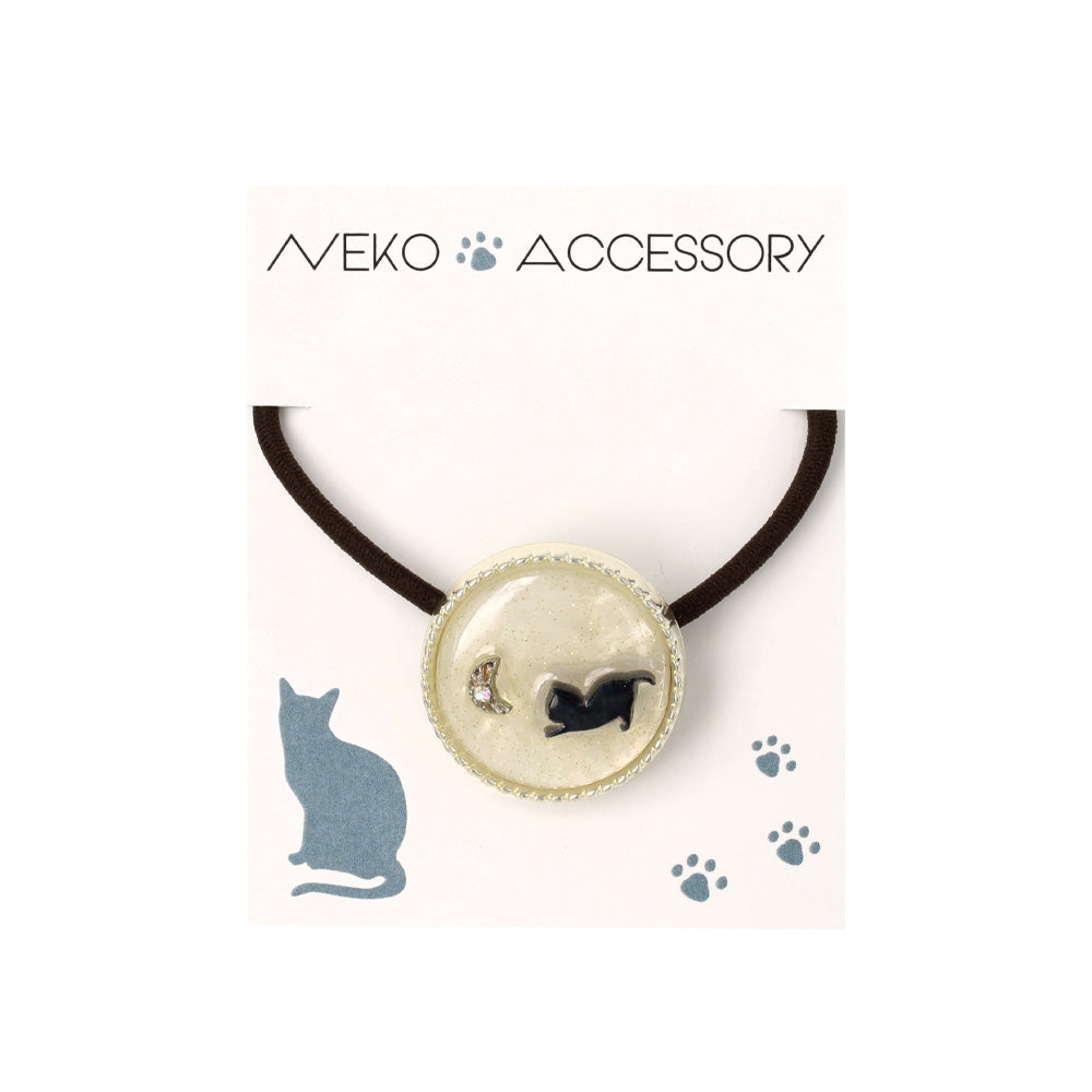 Cat and Moon Ponytail Holder
