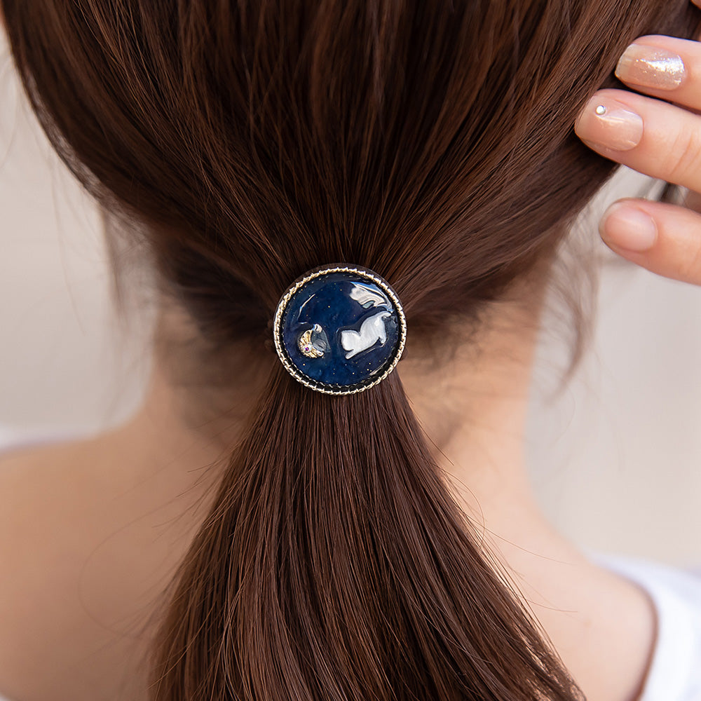 Cat and Moon Ponytail Holder