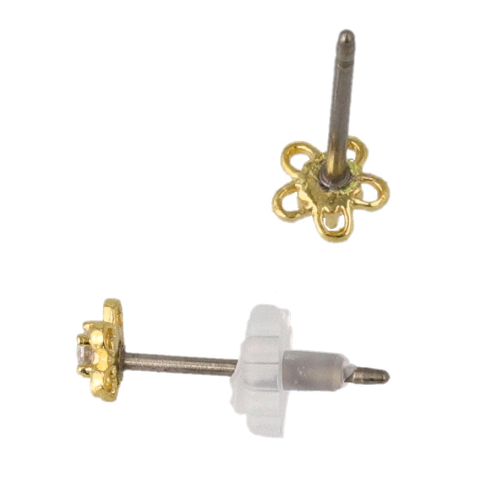 CZ Flower Stud Earrings