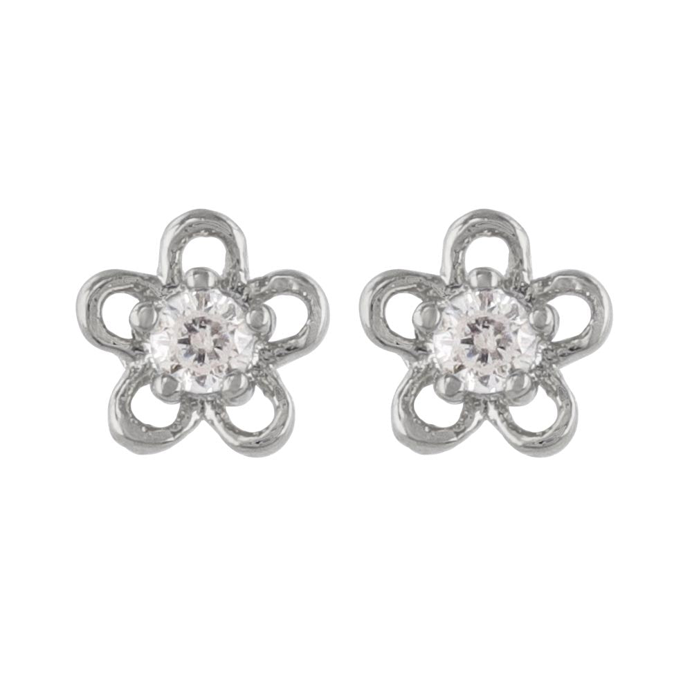 CZ Flower Stud Earrings