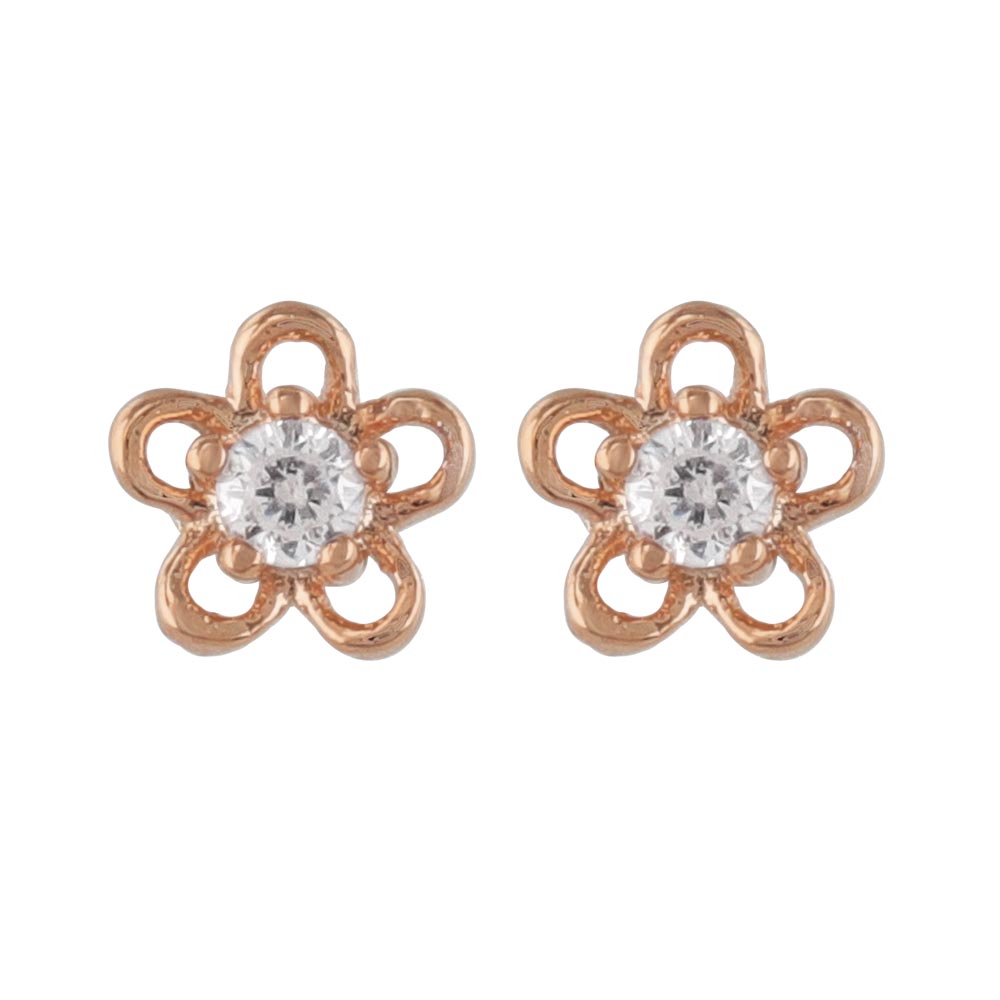 CZ Flower Stud Earrings
