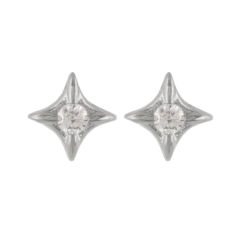 CZ Four Pointed Star Studs