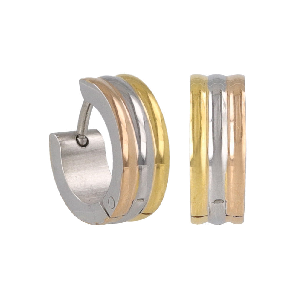 Tricolor Stainless Steel Hoop Earrings