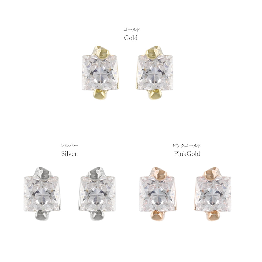 Square CZ Titanium Studs