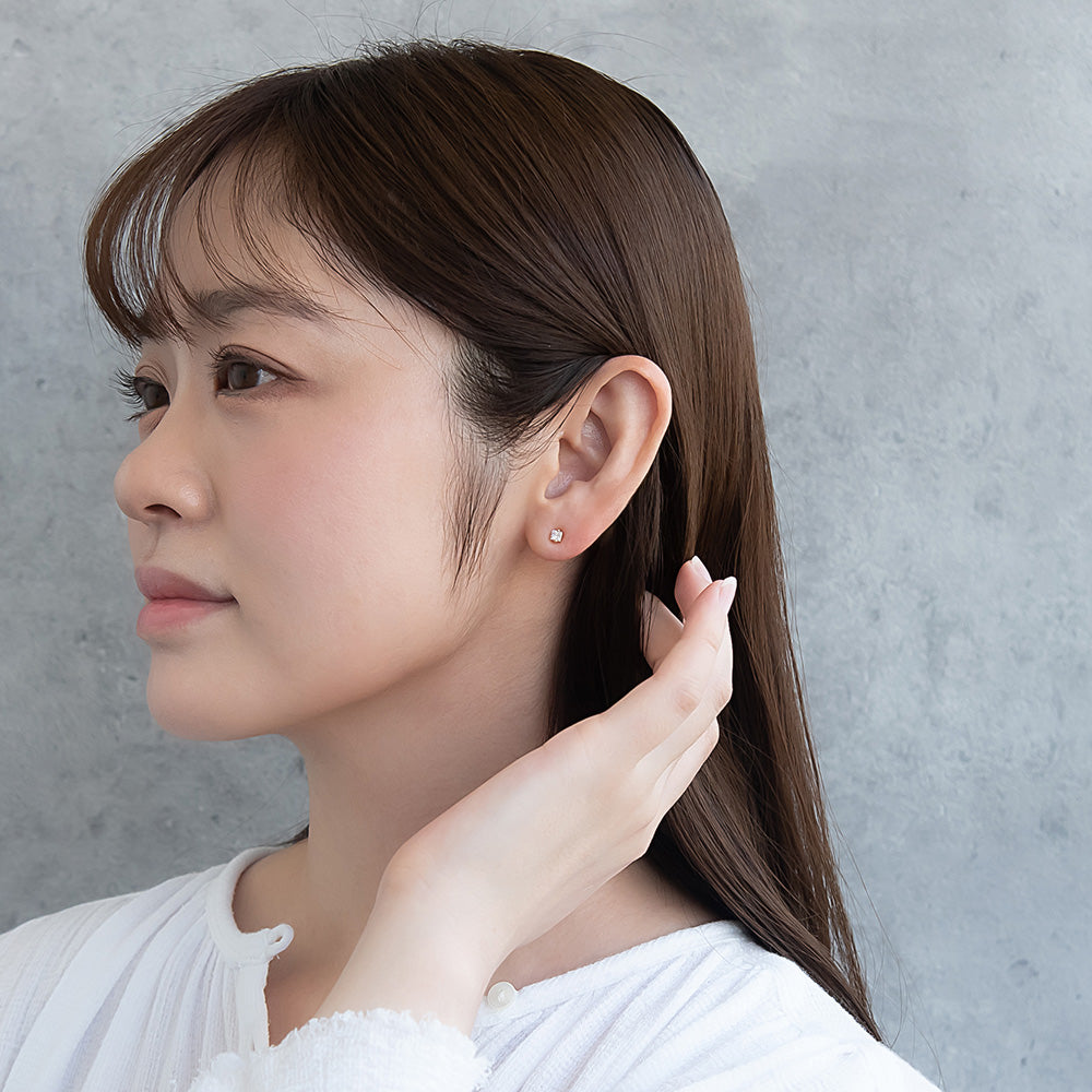 Square CZ Titanium Studs