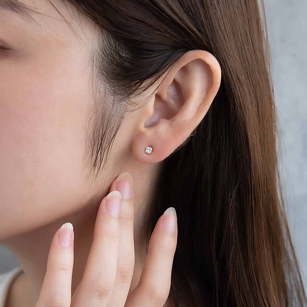 Square CZ Titanium Studs