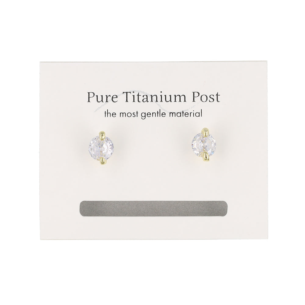 Round CZ Titanium Studs