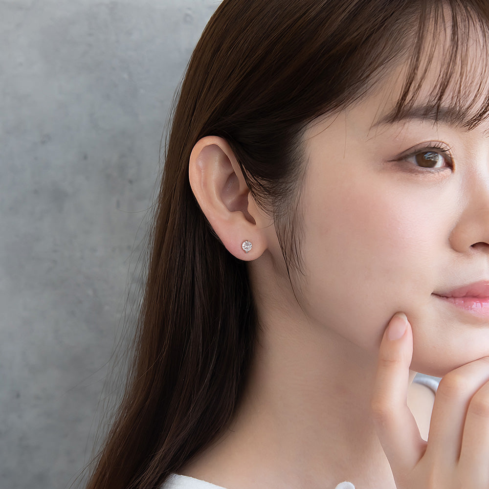 Round CZ Titanium Studs