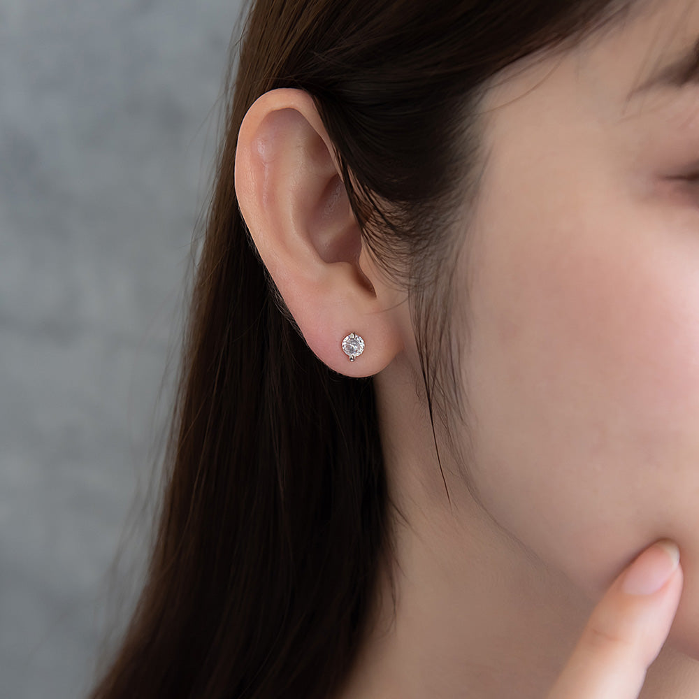 Round CZ Titanium Studs