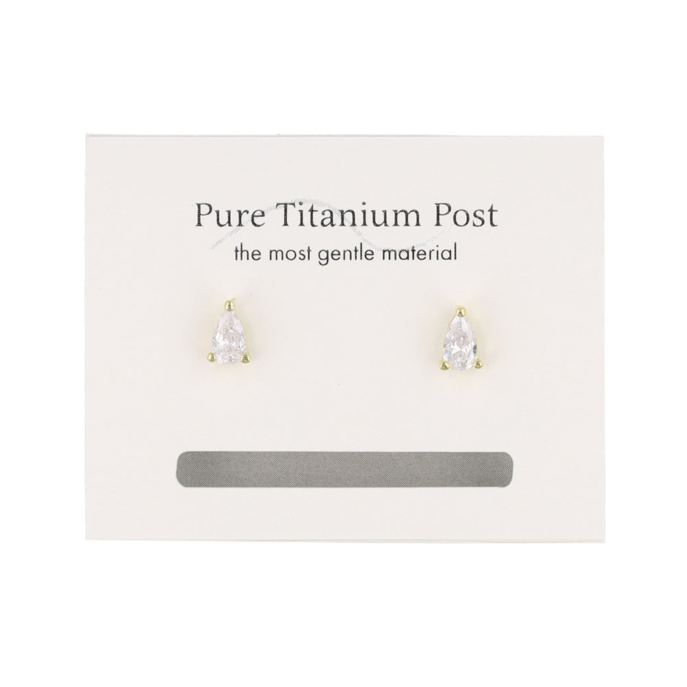 Pear CZ Titanium Studs