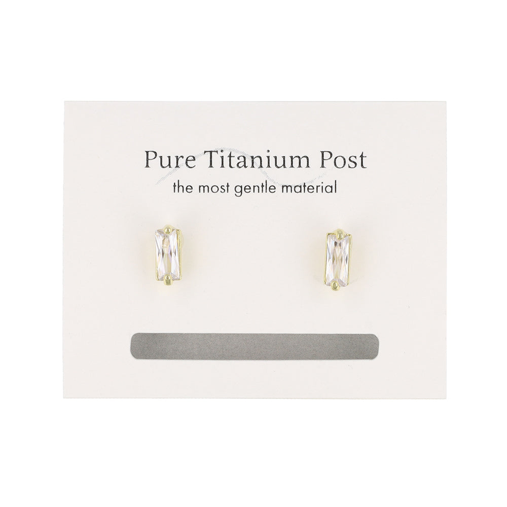 Rectangle CZ Titanium Studs