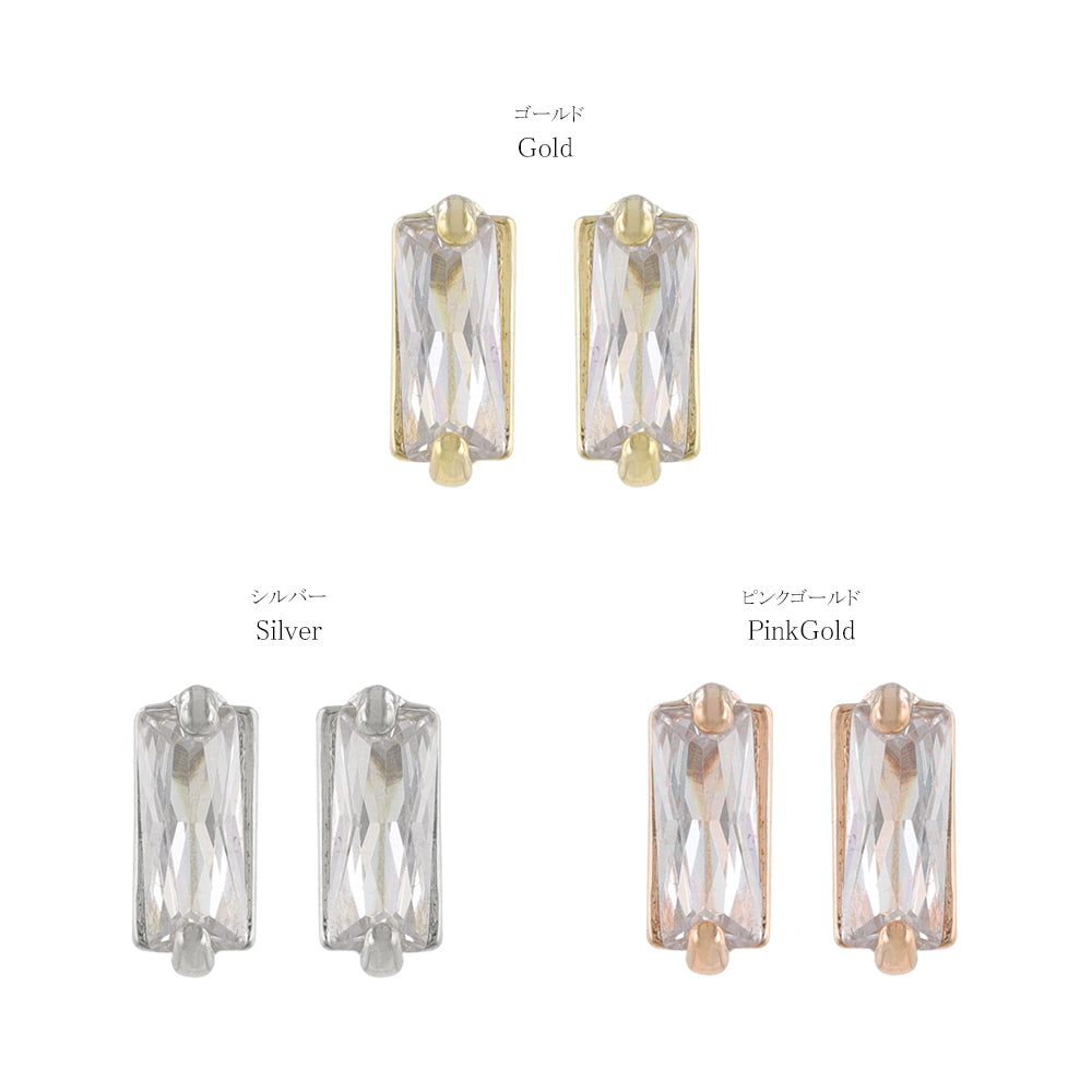 Rectangle CZ Titanium Studs