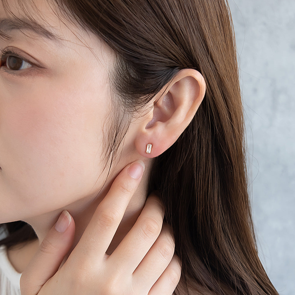 Rectangle CZ Titanium Studs