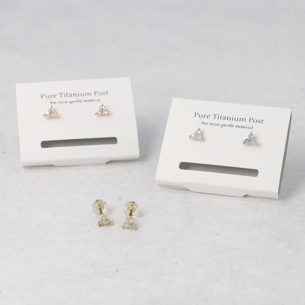 Trio CZ Titanium Studs