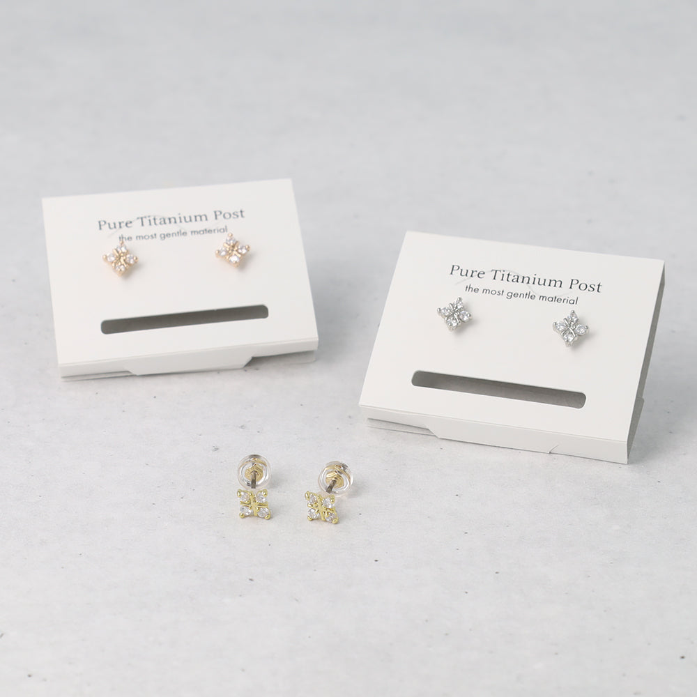 Rhombus CZ Titanium Studs - osewaya