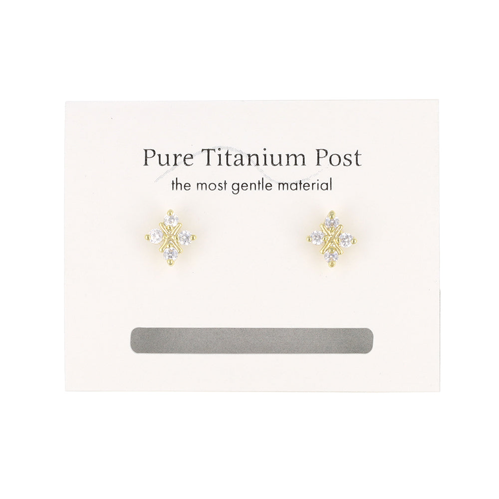 Rhombus CZ Titanium Studs