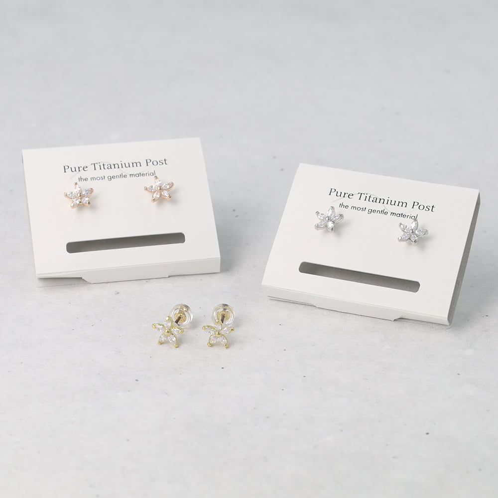 Flower CZ Titanium Studs