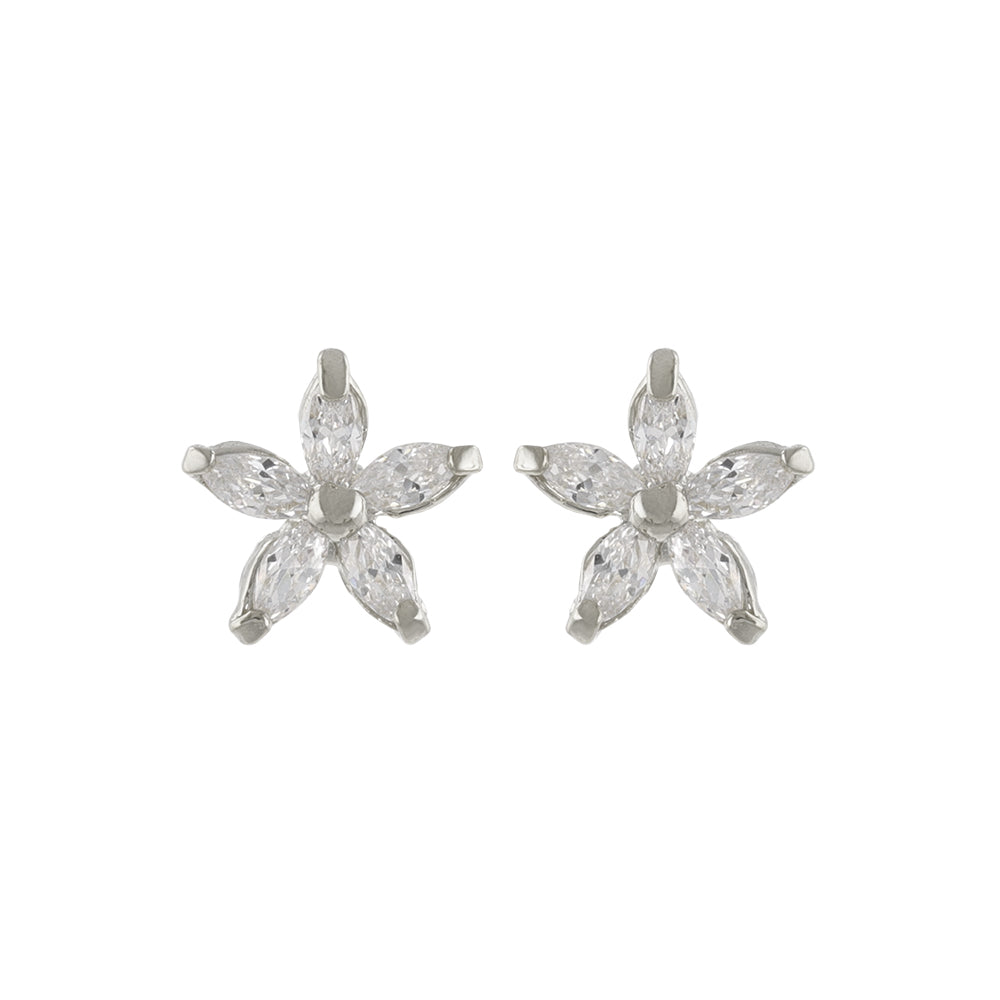 Flower CZ Titanium Studs