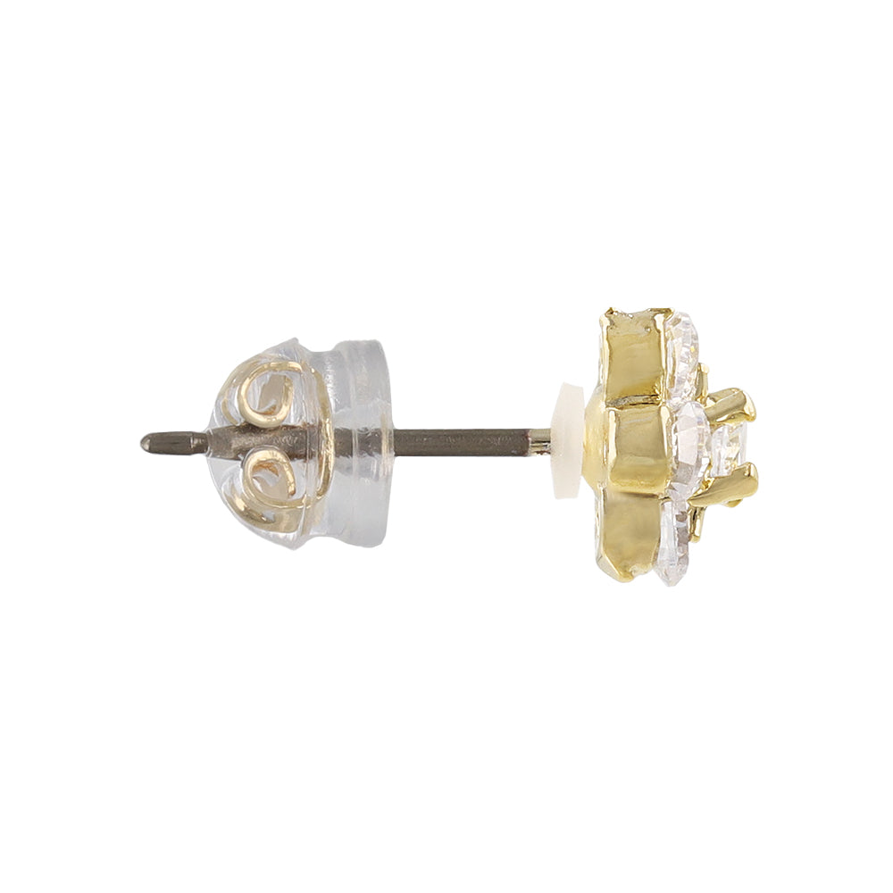 Four Petal Flower CZ Titanium Studs