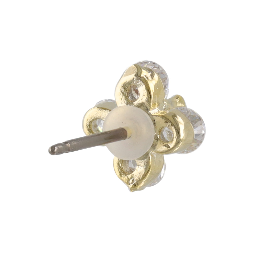 Four Petal Flower CZ Titanium Studs