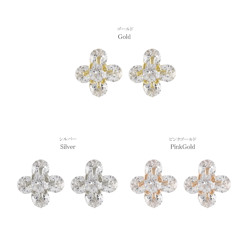 Four Petal Flower CZ Titanium Studs