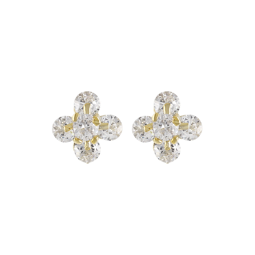 Four Petal Flower CZ Titanium Studs
