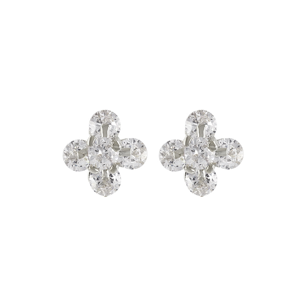 Four Petal Flower CZ Titanium Studs