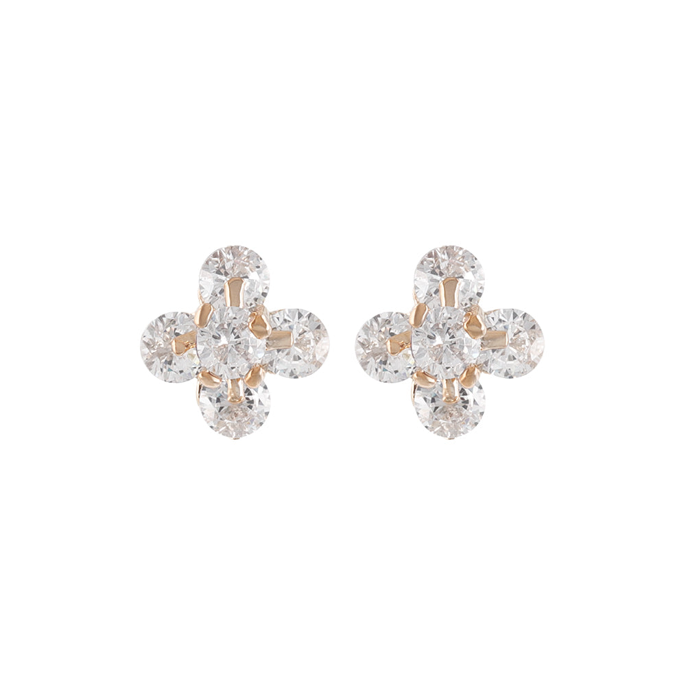 Four Petal Flower CZ Titanium Studs