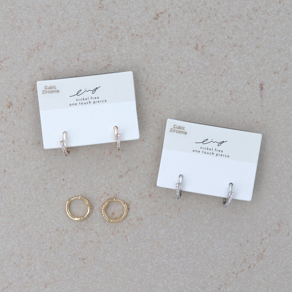 Pave Accent Huggie Hoop Earrings - osewaya