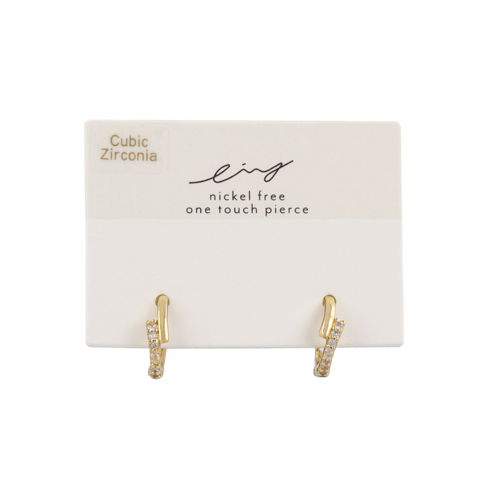 Pave Accent Huggie Hoop Earrings