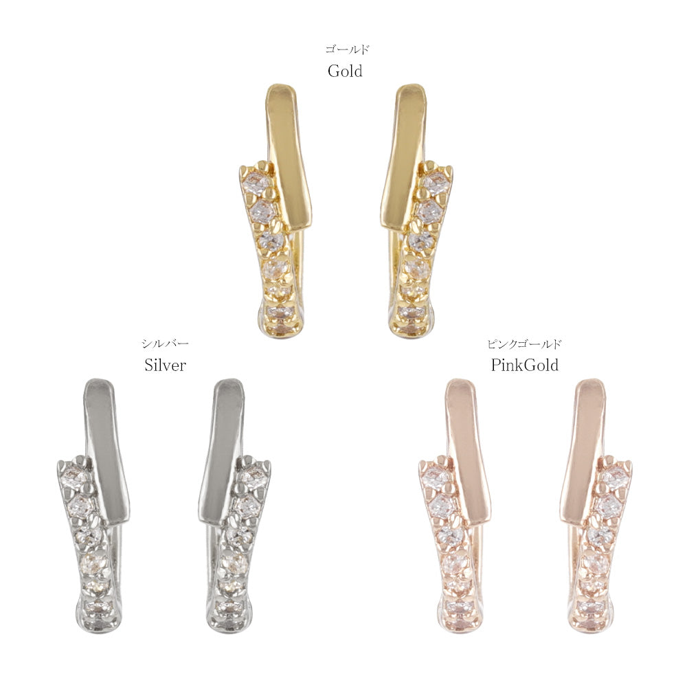 Pave Accent Huggie Hoop Earrings