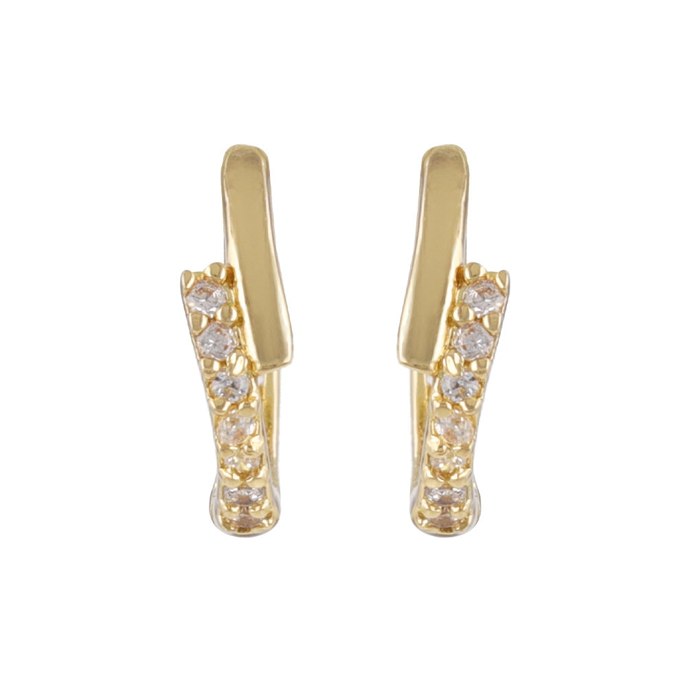 Pave Accent Huggie Hoop Earrings